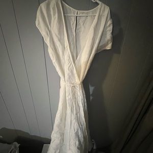 Reformation White Linen Wrap Midi Dress 2X